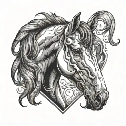 Horse Head Going Into A Heart Shape With Space For Names