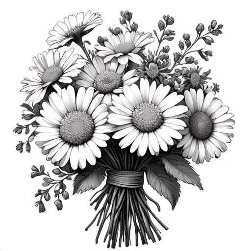 Delphinium Honey Suckle And Daisy Bouquet Tied Together