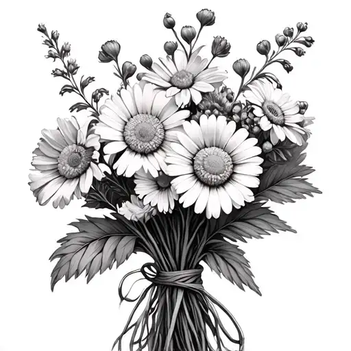 Delphinium Honey Suckle And Daisy Bouquet Tied Together