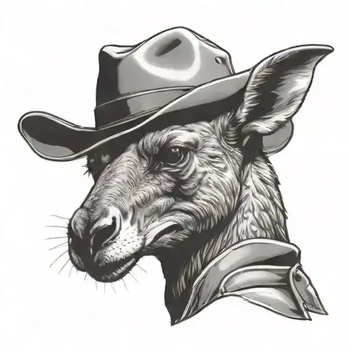 Muscular Kangaroo Wearing A Drill Sargeant Hatt