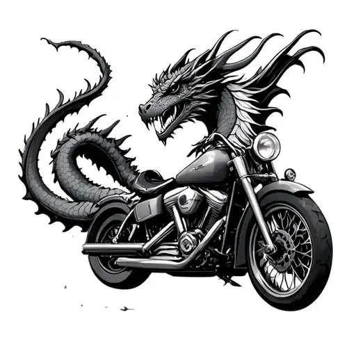 Dragon And Motorcycle Riding