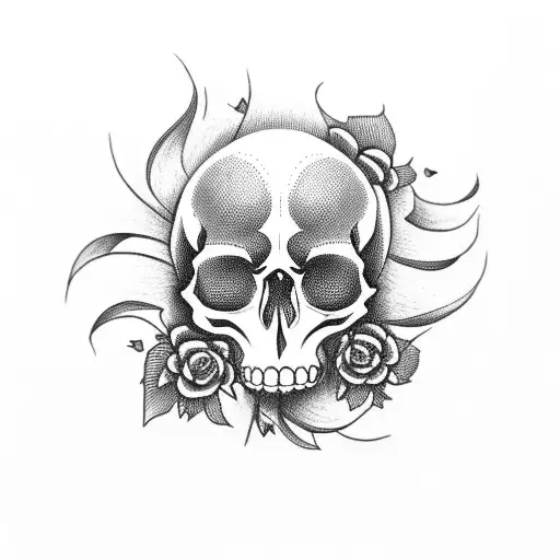 Skull And Flowers And Fires