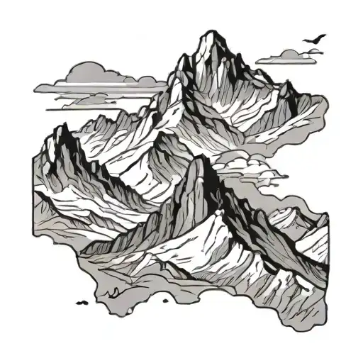 Small Andes Mountain Range Silhouette