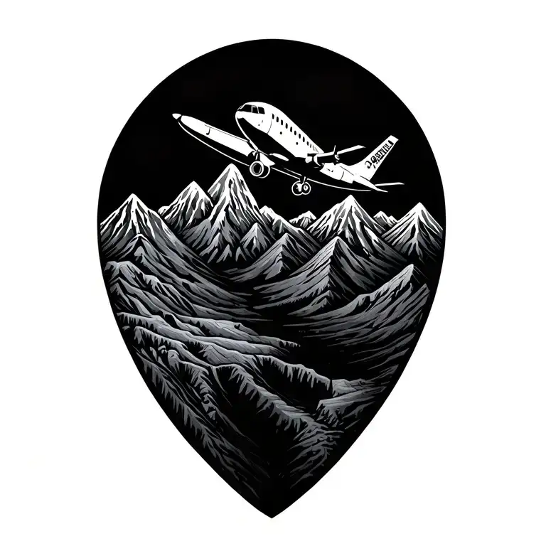 Topographical Map With Mountains And Foat Plane Flying