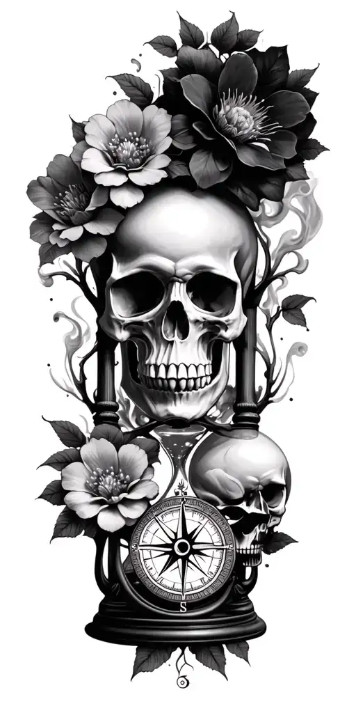 Skulls Flowers Smoke Trees Hourglass Compass