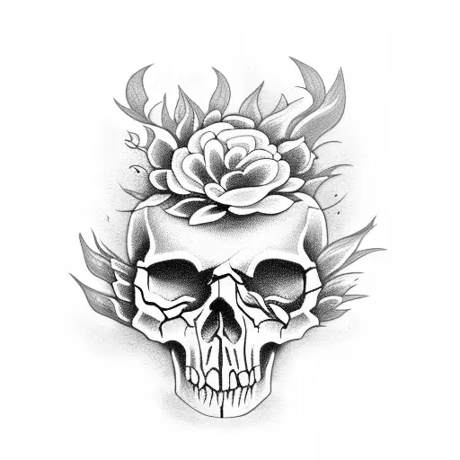 Skull And Flowers And Fires
