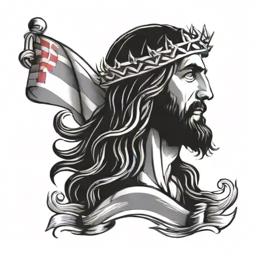 Jesus Christ And Croatia Grb Flag