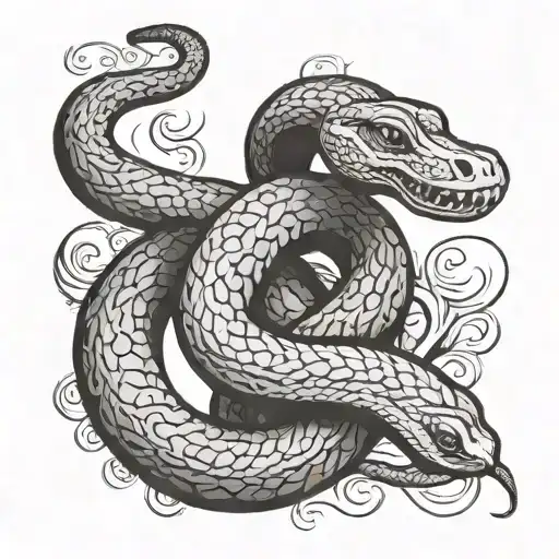 A Standing Snake Tattoo On A Latin Text