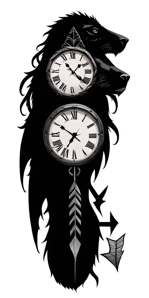 Clocks And Arrows With Animals Hidden