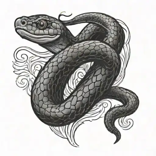 A Standing Snake Tattoo On A Latin Text