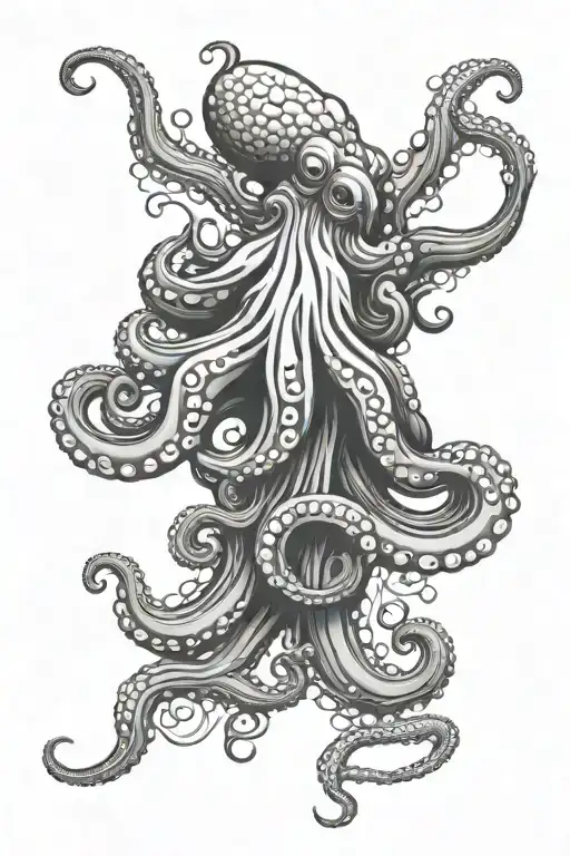 Blue Octopus On Top Of The Water