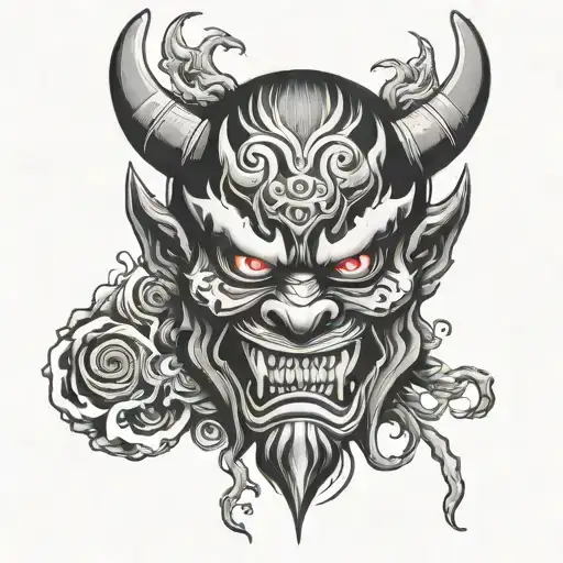 Japanese Demon Mask In New School Design