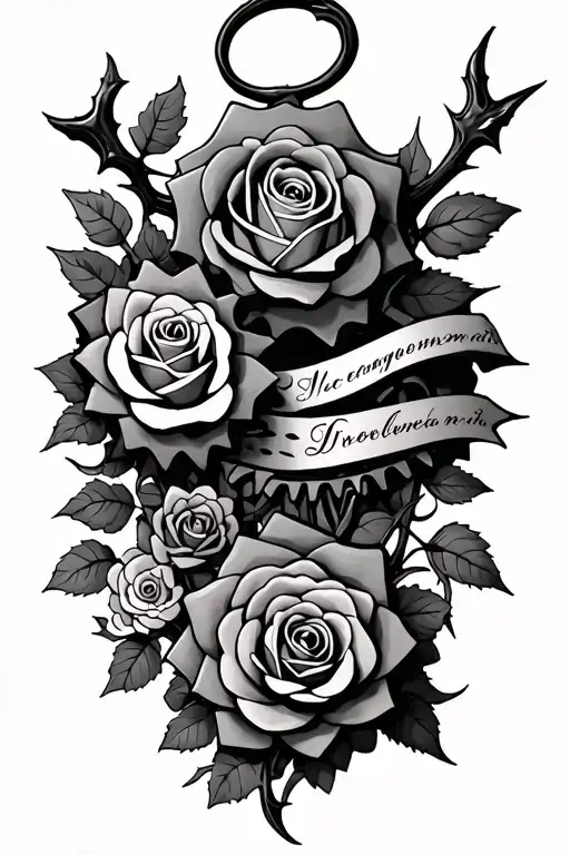 Gears And Roses And Vines With Thorns With 4 Names Coming Off