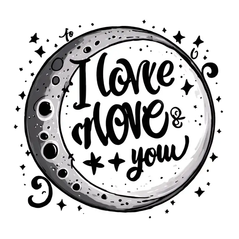 Words Making A Circle That Say To The Moon And Back With A Cursive Script Inside Saying I Love You