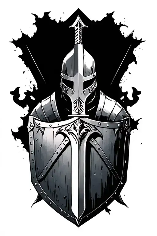 Dark Fantasy Sword And Shield Knight In Armor