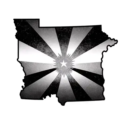 Outline Of Arizona With An Outline Of The Arizona Flag