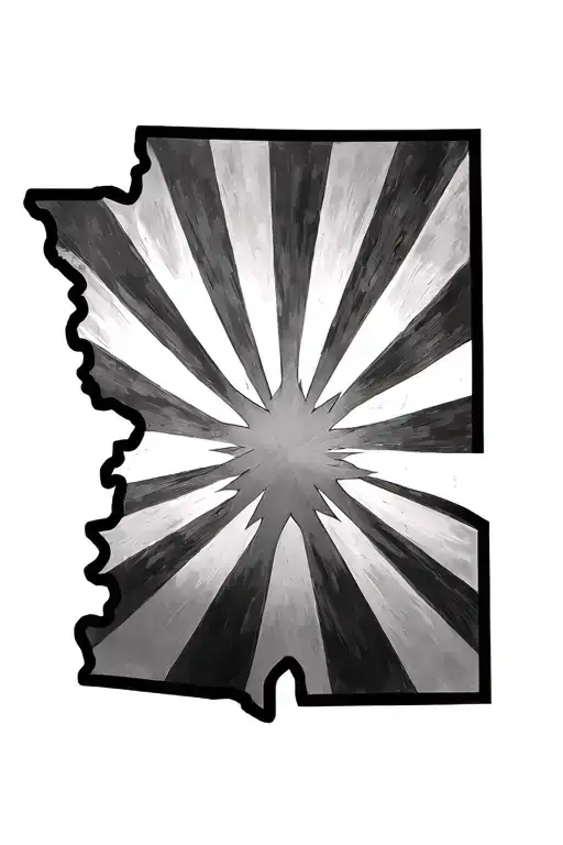 Outline Of Arizona With An Outline Of The Arizona Flag