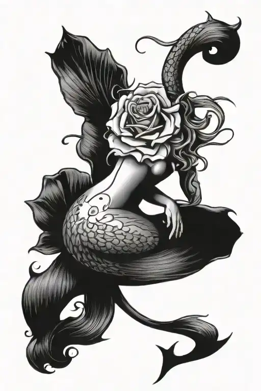 Nude Mermaid Rose Tail