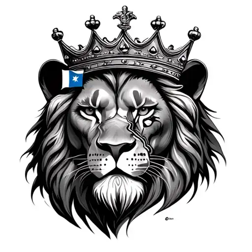 Lion With Scar On Eye And A Crown With Puerto Rican Flag