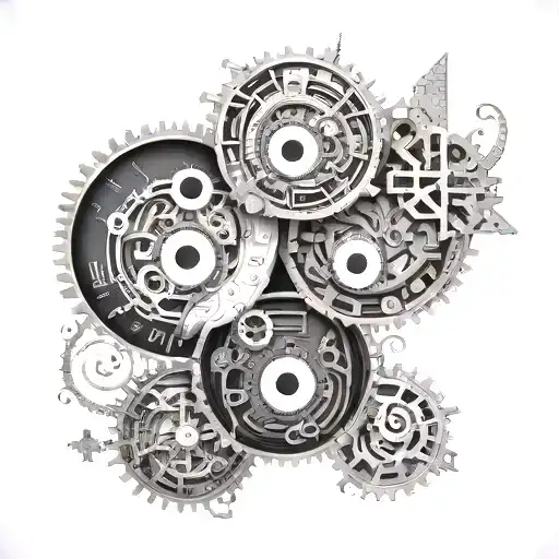 An Intricate Yin And Yang Symbol Made Of Programming Code Using Steampunk