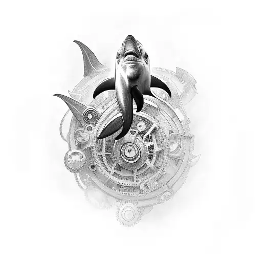 Mechanical Dolphin Swimming In A Sea Of Gears
