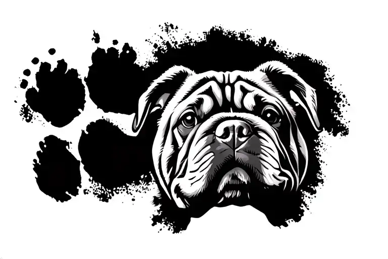 Chinese Shar Pei Face On Paw Print