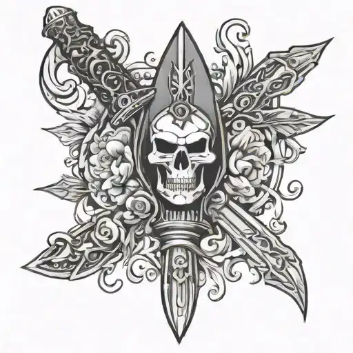 Ornamental Dagger With Grim Reaper Over The Hilt