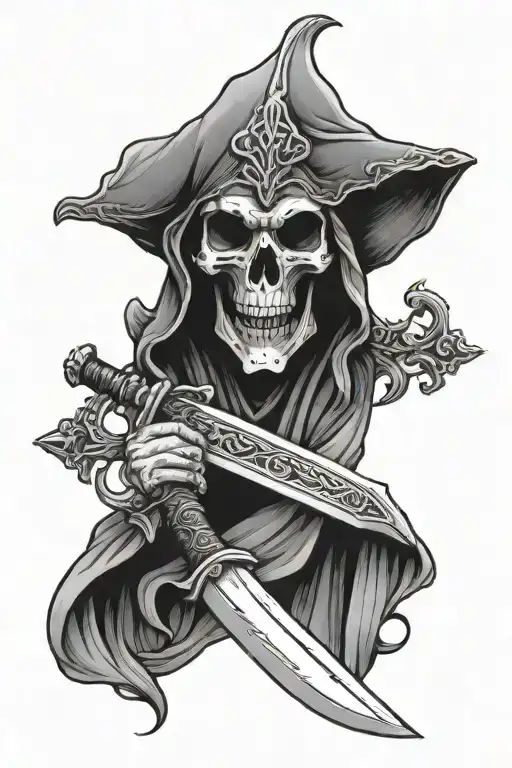 Dagger With Grim Reaper Over The Hilt