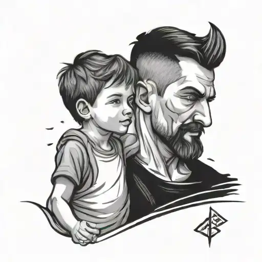 Father Son Simple Tattoo Design