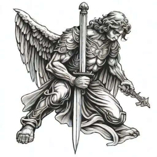 Angel Holding Sword Kneeling