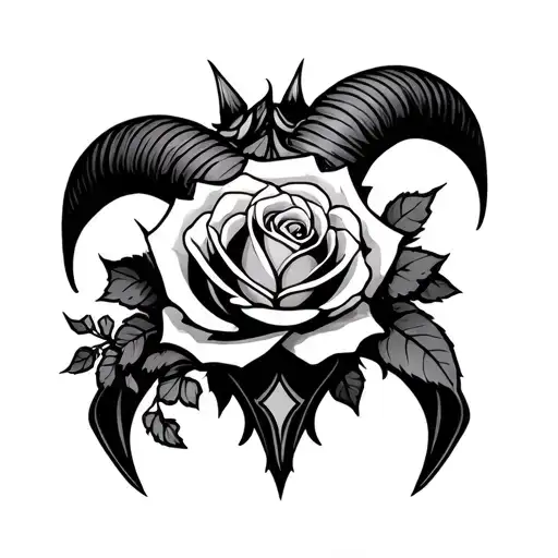 Aries Symbol Roses And Devil