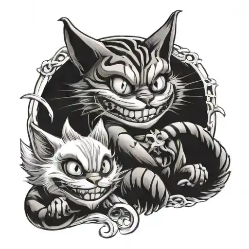 The Cheshire Cat With Angel And A Demon