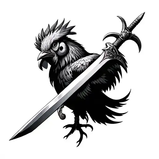 Chicken Head Warrior Wielding A Sword