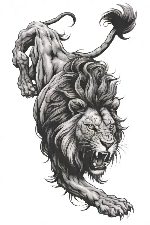 Lion Roaring Fiercely