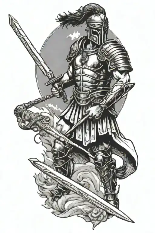 Roman Warrior With Sword And Word