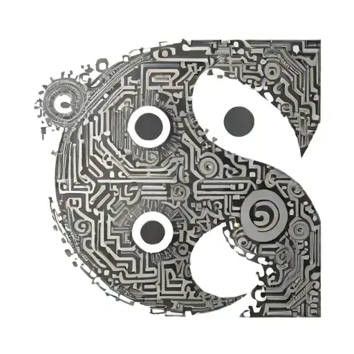 An Intricate Yin And Yang Symbol Made Of Programming Code And Steam