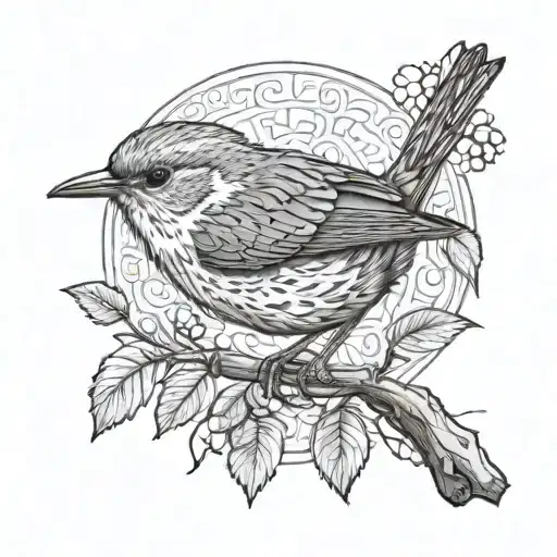 Wren Bird Perched On A Small Branch
