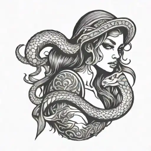 Beautiful Curvy Girl Holding An Angry Snake