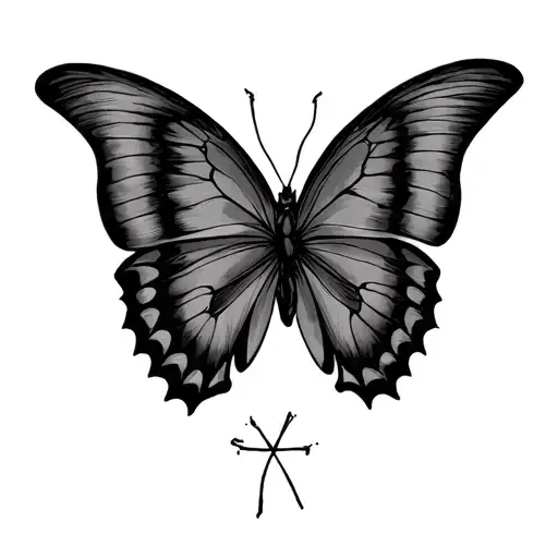 Black Butterfly With A Cross Through It