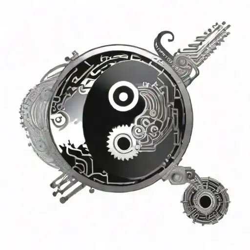 An Yin And Yang Symbol Made Of Programming Code And Steam
