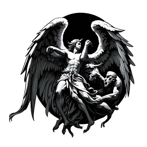 Guardian Angel Fighting Demons