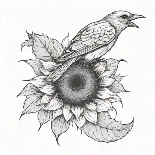 Sunflower And Bird