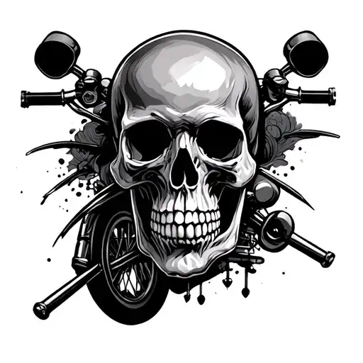 Skull And Motorcycle Handlebars