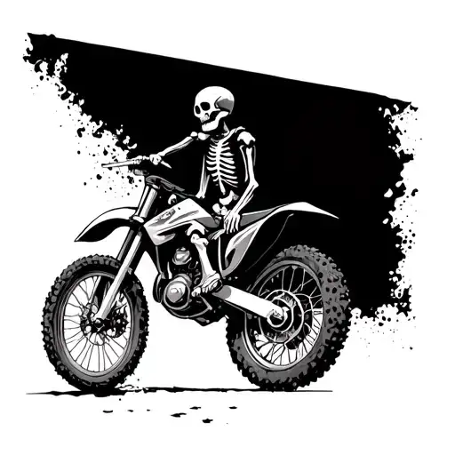Skeleton Riding Dirt Bike With Cigarette In Mouth Open