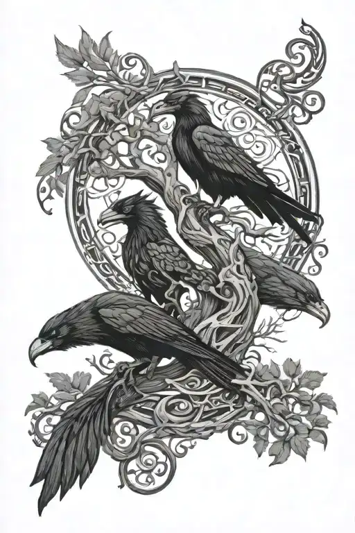 Norse Dragon Serpent Tree Of Life Ravens