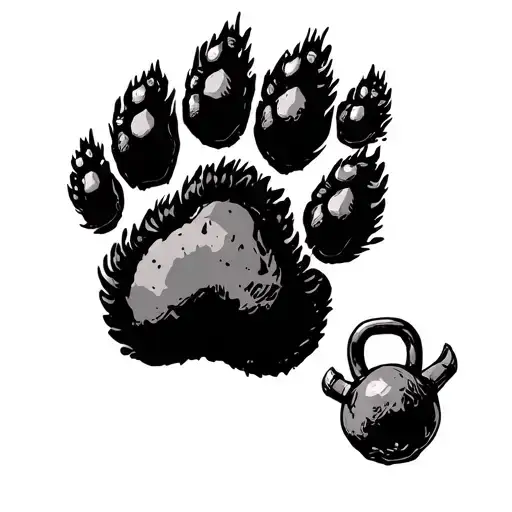 A Dog Paw With A Kettle Bell In A Paw Print Style