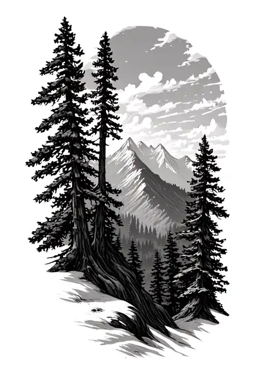 Woods With Way Up A Mountain In The Middle