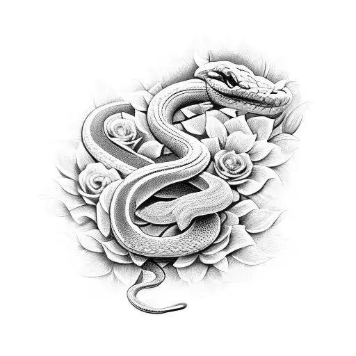 Snake Moving Through Flowers