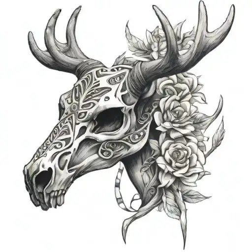 Deer Skull With Wrapping Accents