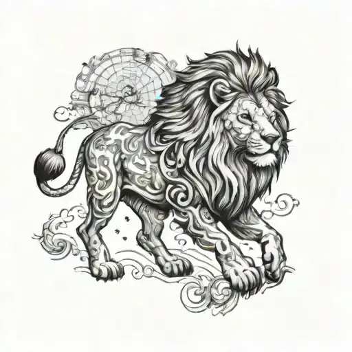 A Lion Conquering The World Map